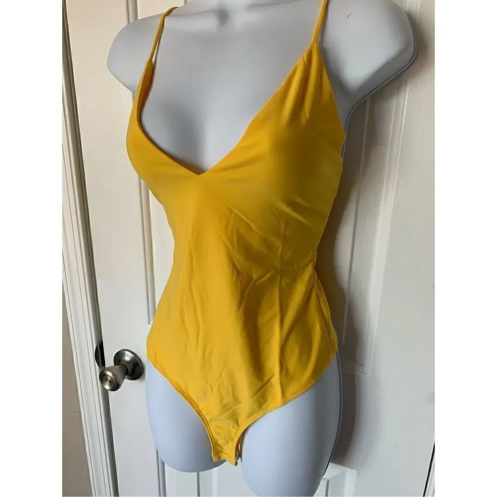 Fashion nova, yellow leotard size m body suit thong